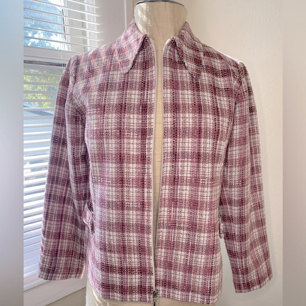 Vintage Monterey bay tweed zip up women’s cardigan jacket. size 4P